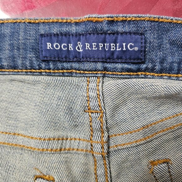 Rock & Republic Distressed Denim Shorts W/Star Detail Casual Festival Summer - Picture 10 of 10